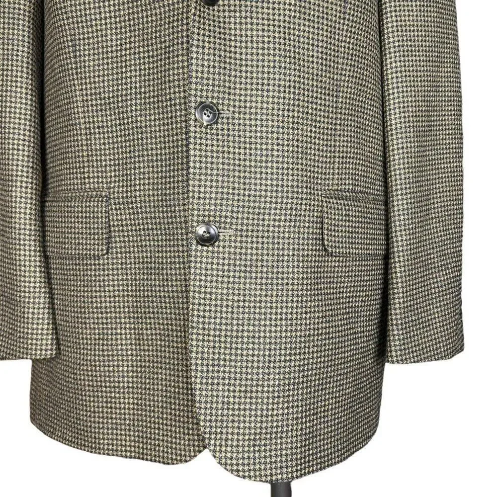 Lana Moda Fine Italian Fabric 3-Button Tweed Blazer Jacket Silk Wool Size 41 R